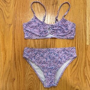 GIRLS size 8/9 Purple Floral Bikini Set